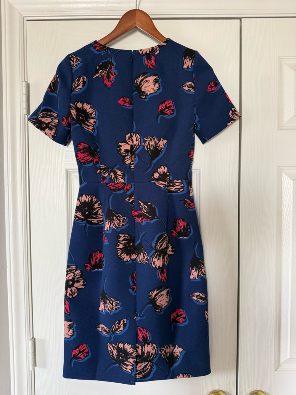 J Crew Blue Floral Midi Dress Office Attire Size 00 - Picture 5 of 9